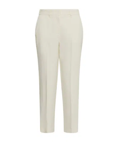 Marella Slim-fit Stretch Viscose And Linen Trousers In White