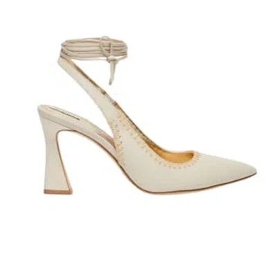 Marella Sling Back Ankle Tie Shoe In White