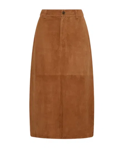 Marella Slit-detail Skirt In Brown