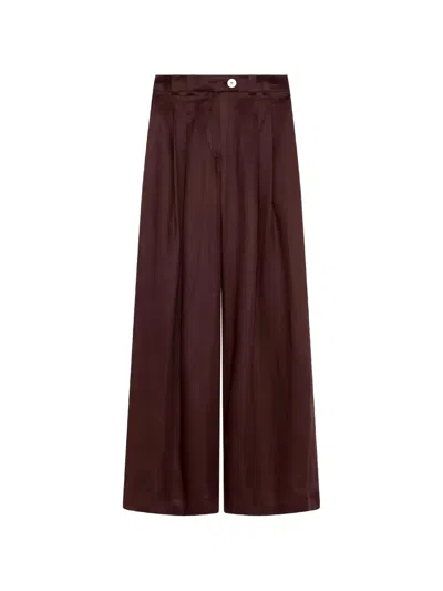 Marella Slub-texture Pleated Trousers In Brown