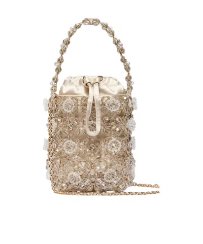 Marella Small Bead-embroidered Bucket Bag In Blue