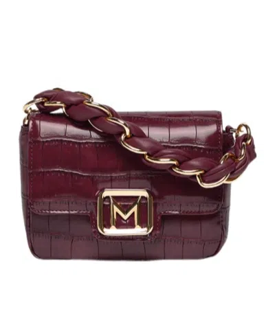 Marella Small Le Muse Bag In Croc-print Coated Fabric In Burgundy