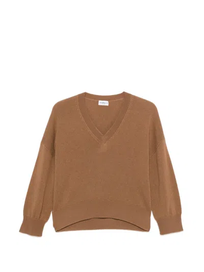Marella Sport Brown V-neck Editor Sweater In Cashmere Blend Wool