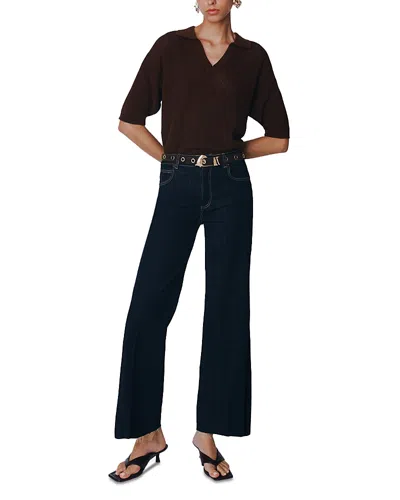 Marella Sport Cropped Wide Leg Jeans Cornflower Blue In Brown