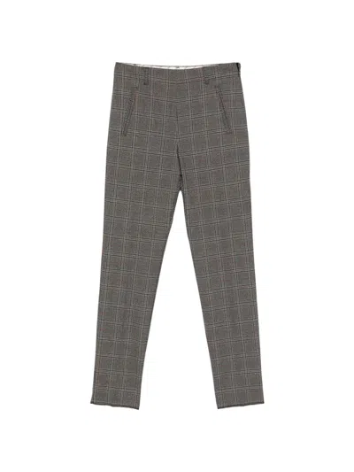 Marella Sport Epoca Tartan Wool Trousers With Pockets  In Gray