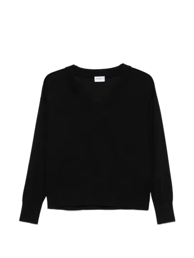 Marella Sport Facella Black V-neck Sweater In Wool-cashmere Blend