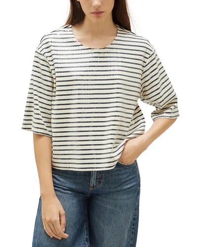 Marella Sport Gardone Striped Sequin Top In Cream