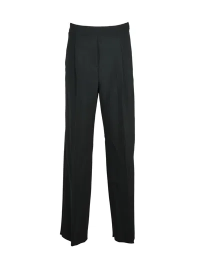 Marella Sport High-waist Pleated Trousers With Zip Closure And Side Pockets In Black