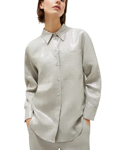 Marella Sport Larix Linen Shirt In Light Grey