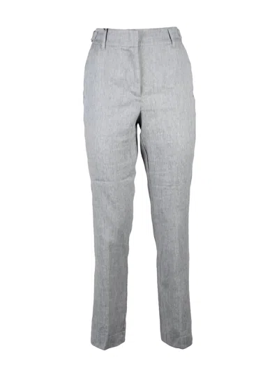Marella Sport Linen Cotton Stretch Trousers - Grey In Gray