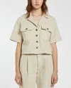 Marella Pescia Short Sleeve Denim Jacket In Sand In Neutral