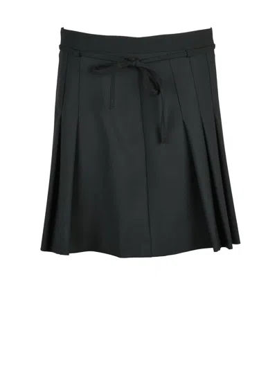 Marella Sport Pleated Black Mini Skirt With Tailored Waistband