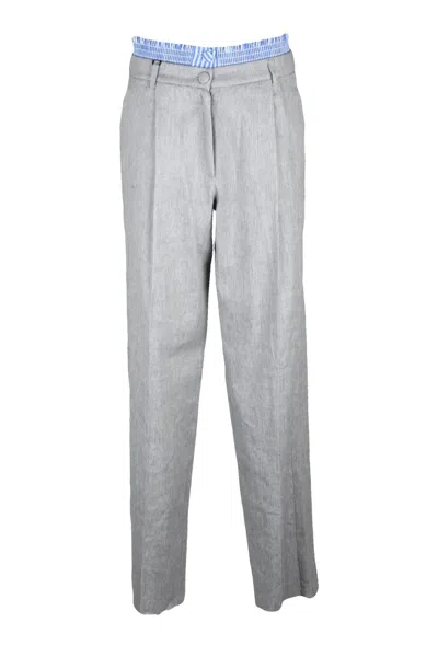 Marella Sport Sport Linen Blend Pants - Grey In Gray