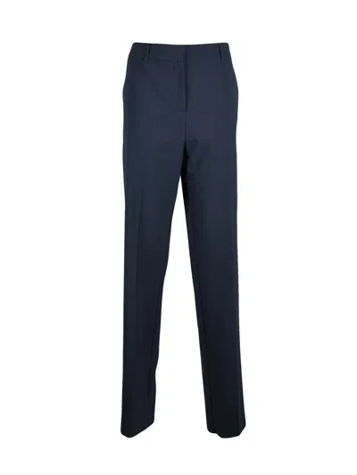 Marella Sport Straight Leg Trousers With Zip Closure And Tailored Design In Blue