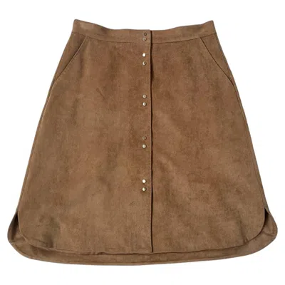 Pre-owned Marella Sport Vintage Faux Suede A-line Skirt With Snap Buttons In Brown