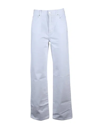 Marella Sport White Straight Cotton Jeans In Purple