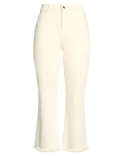 Marella Sport Woman Jeans Ivory Size 10 Cotton, Elastane In White