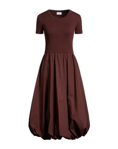 Marella Sport Woman Midi Dress Dark Brown Size 8 Cotton, Elastane