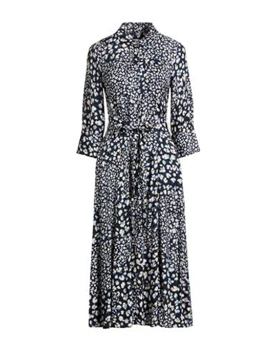 Marella Sport Woman Midi Dress Midnight Blue Size 12 Viscose In Black