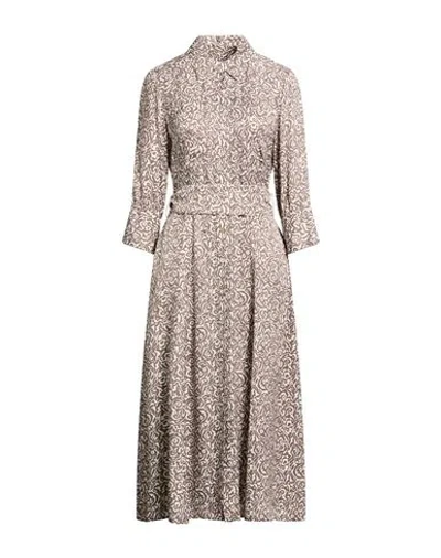Marella Sport Woman Midi Dress Taupe Size 12 Viscose In Gray