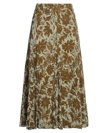 Marella Sport Woman Midi Skirt Military Green Size 12 Viscose In Brown