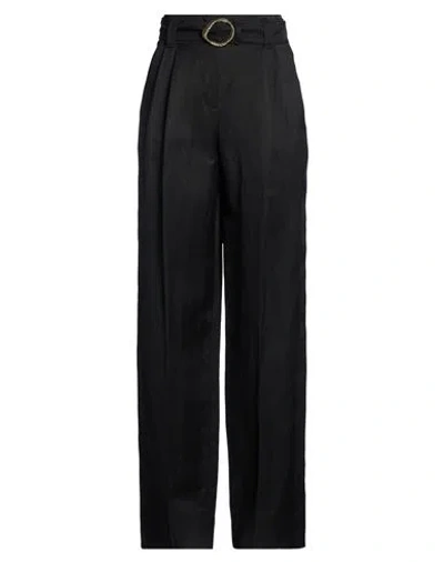Marella Sport Woman Pants Black Size 8 Viscose, Linen