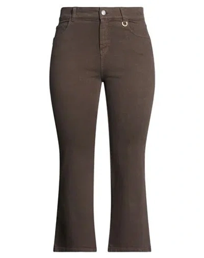 Marella Sport Woman Pants Dark Brown Size 12 Cotton, Elastane