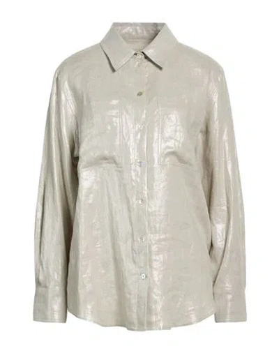 Marella Sport Woman Shirt Light Grey Size 8 Linen In Gray