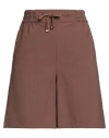 Marella Sport Woman Shorts & Bermuda Shorts Brown Size 10 Polyester, Virgin Wool, Elastane
