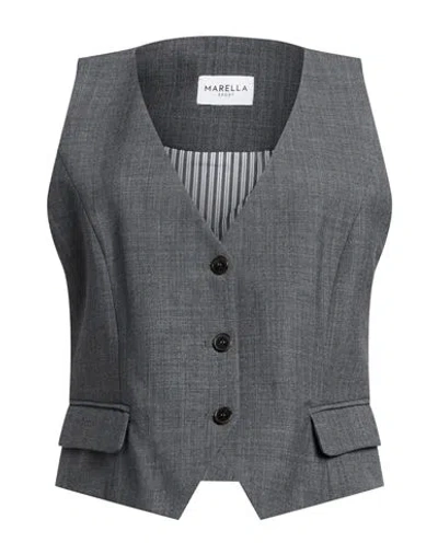 Marella Sport Woman Tailored Vest Grey Size 10 Polyester, Virgin Wool, Elastane