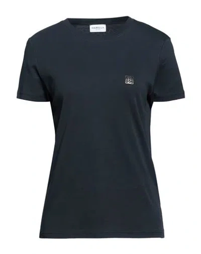 Marella Sport Woman T-shirt Black Size M Cotton In Blue