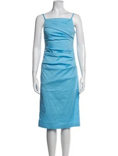 Pre-owned Marella Square Neckline Knee-length Dress In Blue