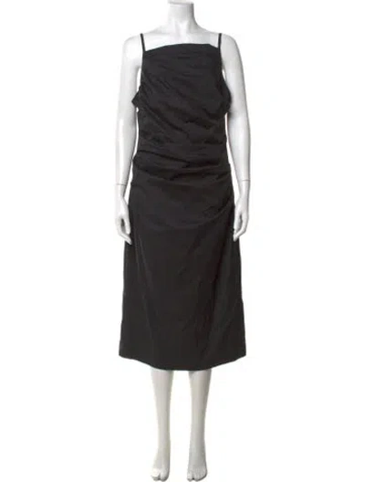 Pre-owned Marella Square Neckline Midi Length Dress In Black