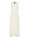 Marella Long Bi-material Dress In White