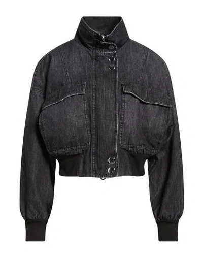 Marella Stella Maxwell X  Woman Denim Outerwear Black Size 8 Cotton