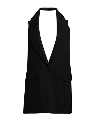 Marella Stella Maxwell X  Woman Tailored Vest Black Size 8 Virgin Wool, Viscose