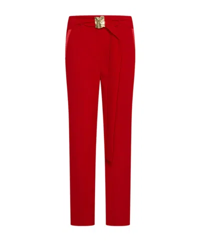 Marella Straight-fit Belted Trousers In Red