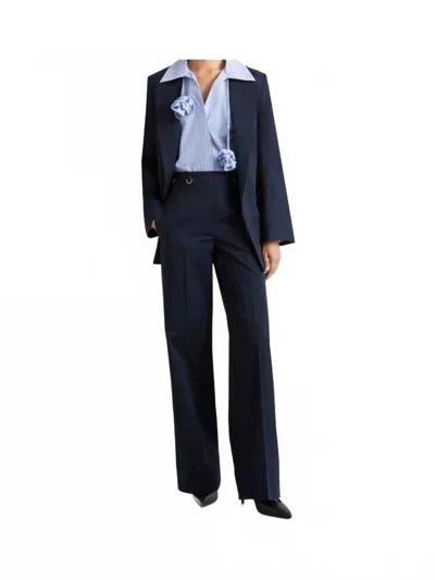 Marella Straight Fit Gabardine Trousers In Navy In Blue
