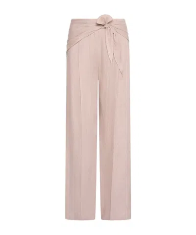 Marella Straight Linen Trousers In Pink