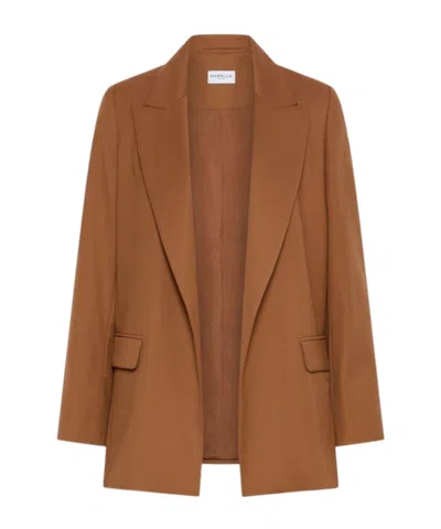 Marella Straight-fit Gabardine Blazer In Brown