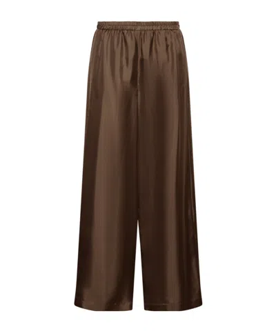 Marella Elasticated-waistband Silk Trousers In Brown