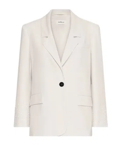 Marella Straight-fit Stretch Canvas Blazer - White In Neutral