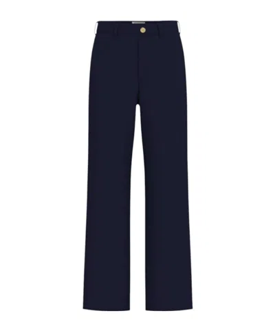 Marella Straight-fit Stretch Gabardine 5-pocket Trousers - Navy In Blue