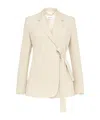 Marella Beige Melange Blazer Jacket With Belt In White