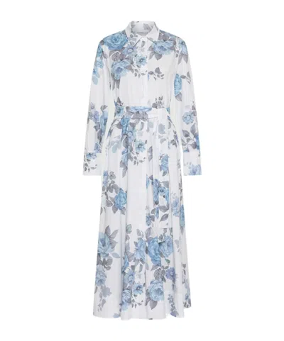 Marella Stretch Cotton Poplin Shirt Dress In Blue