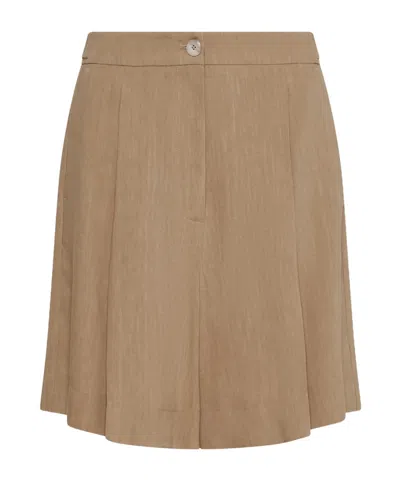 Marella Stretch Viscose And Linen Bermuda Shorts