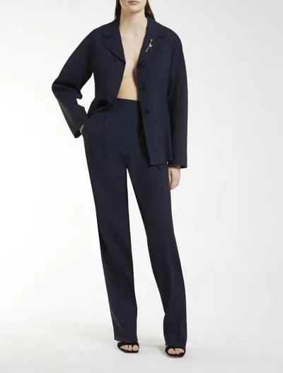 MARELLA STRETCH VISCOSE AND LINEN STRAIGHT TROUSERS