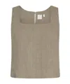 Marella Stretch Viscose And Linen Top - Green In Gray