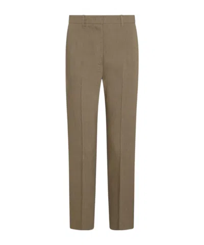 Marella Stretch Viscose And Linen Trousers In Brown