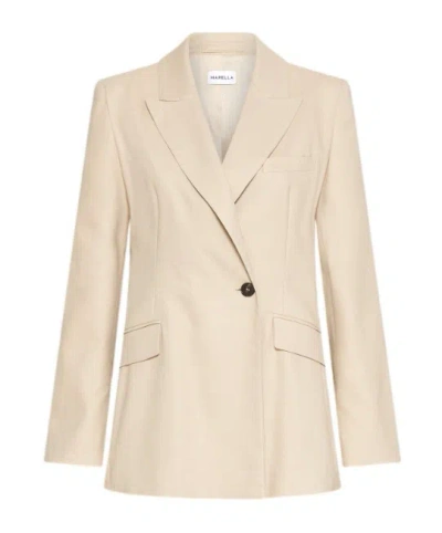 Marella Stretch Viscose-blend Twill Blazer In Brown